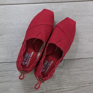 Skechers BOBS Womens Highlights Set Sail Red Memory Foam Espadrille Wedge sz 9